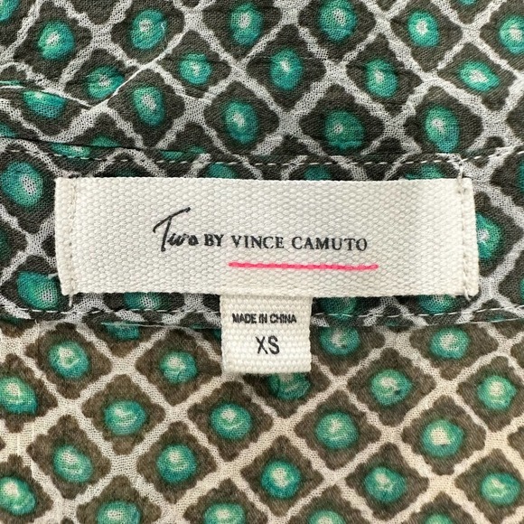 Vince Camuto Tank Top Blouse Women’s sz. XS Green Collared Tunic Top - Picture 3 of 8